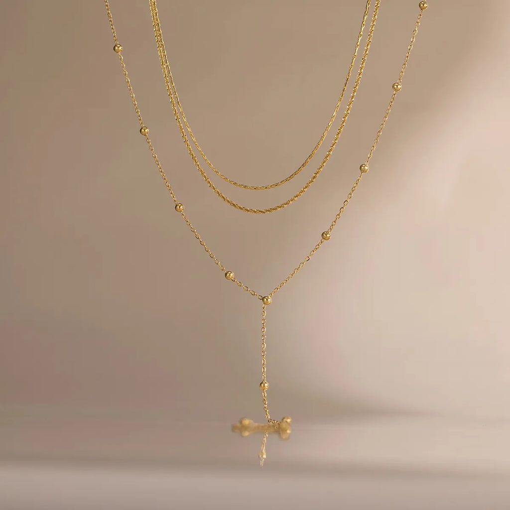 Triple Layer Chain Necklace | Waterproof 18K Gold