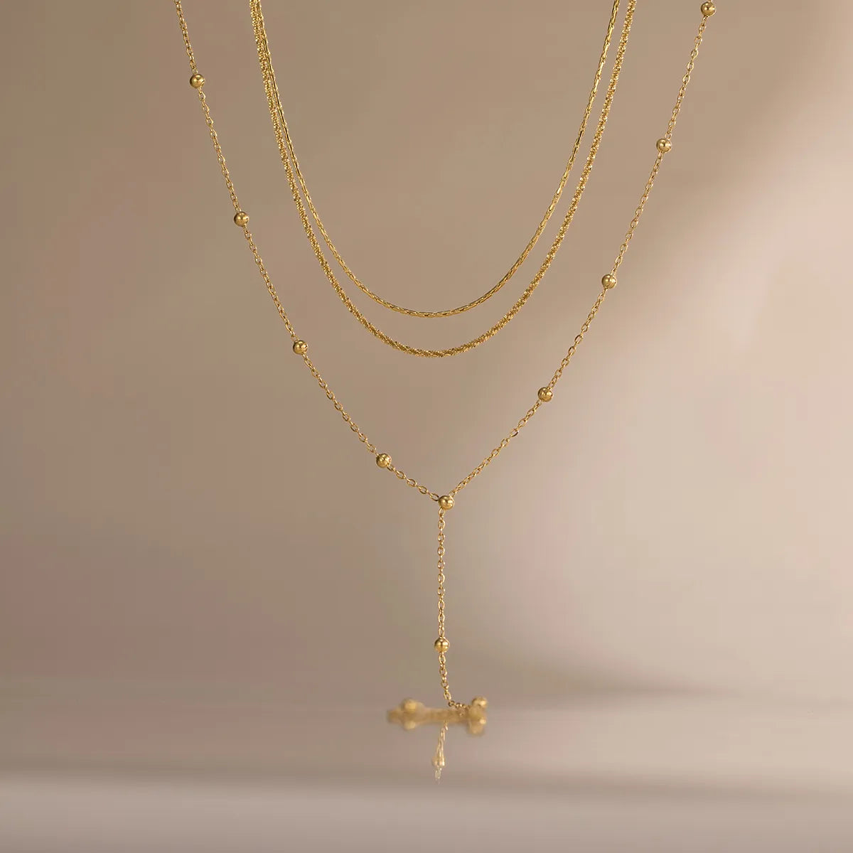 Triple Layer Chain Necklace | Waterproof 18K Gold
