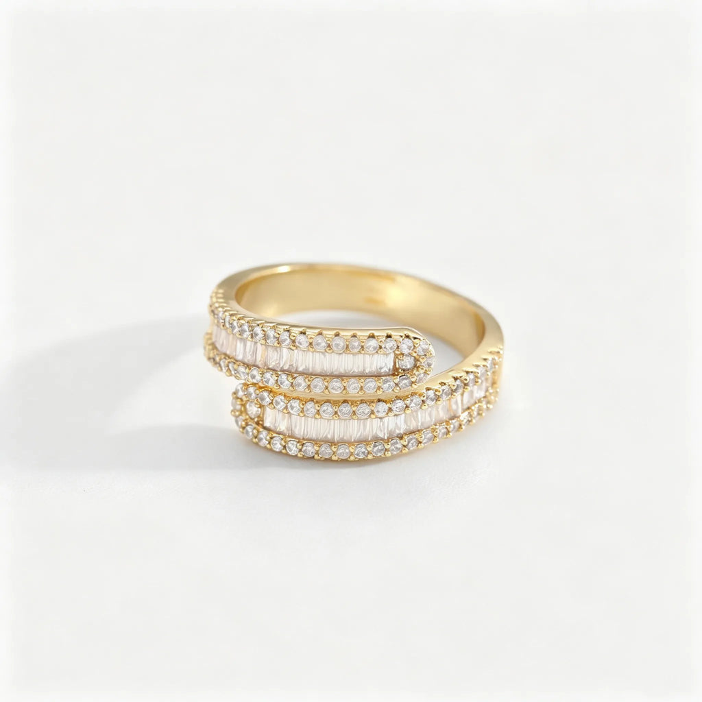 Waterproof Pave CZ Eternity Ring | Gold Oval-Cut Adjustable Band