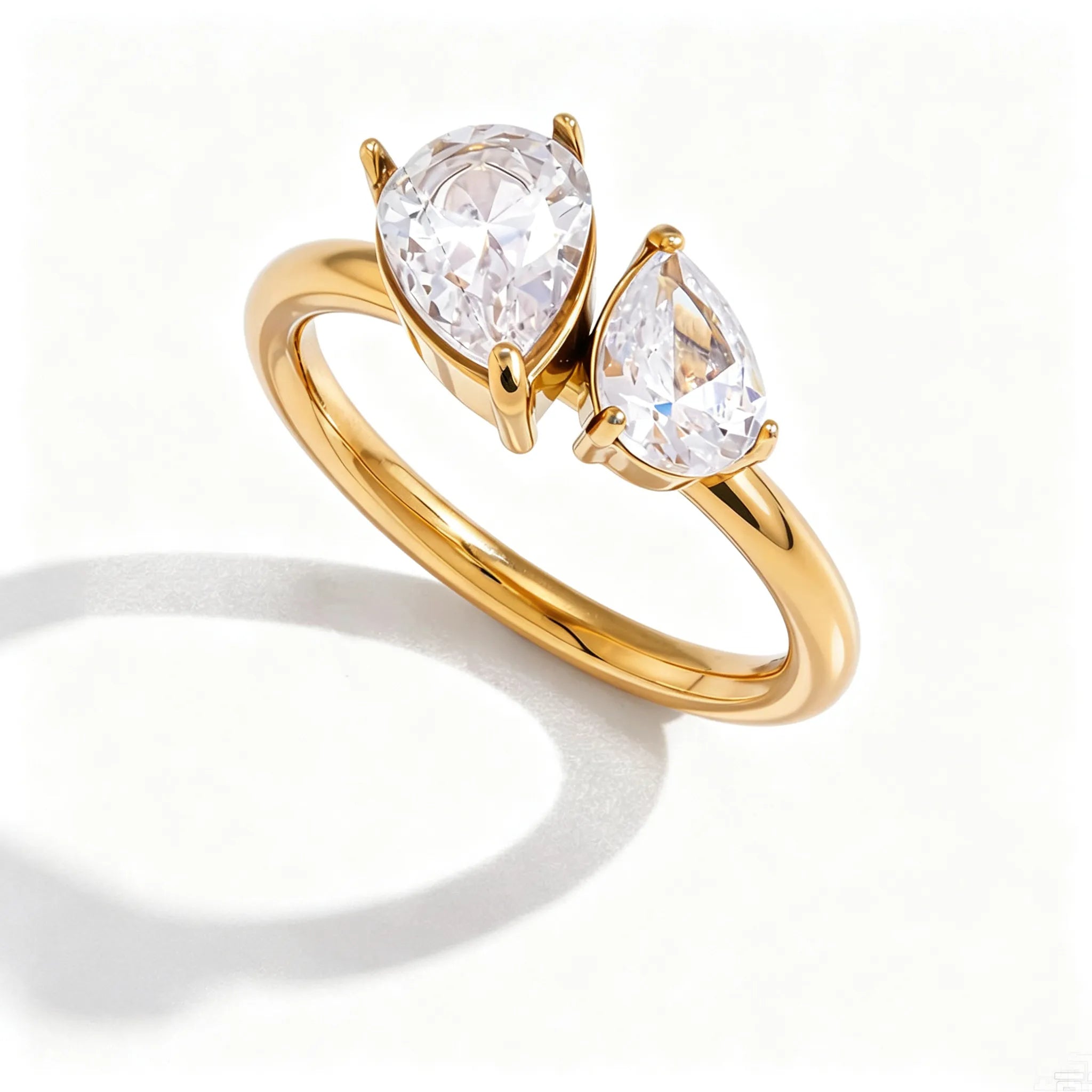 Baguette Zirconia Eternity Open Ring – Waterproof 18K Gold