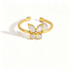 Vintage CZ Dainty Open Ring Collection – Waterproof 18K Gold | 7 Styles