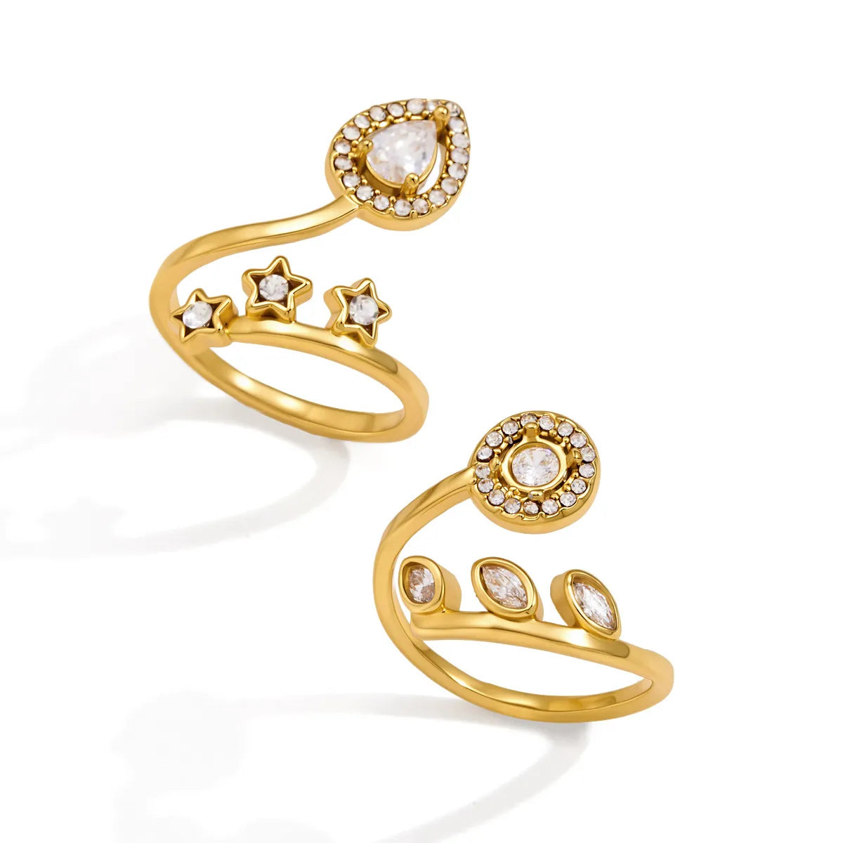 Celestial Leaf Wrap Ring – Waterproof Stainless Steel
