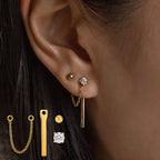 Gold Stud & Ear Jacket Earring Set – Waterproof 18K Gold