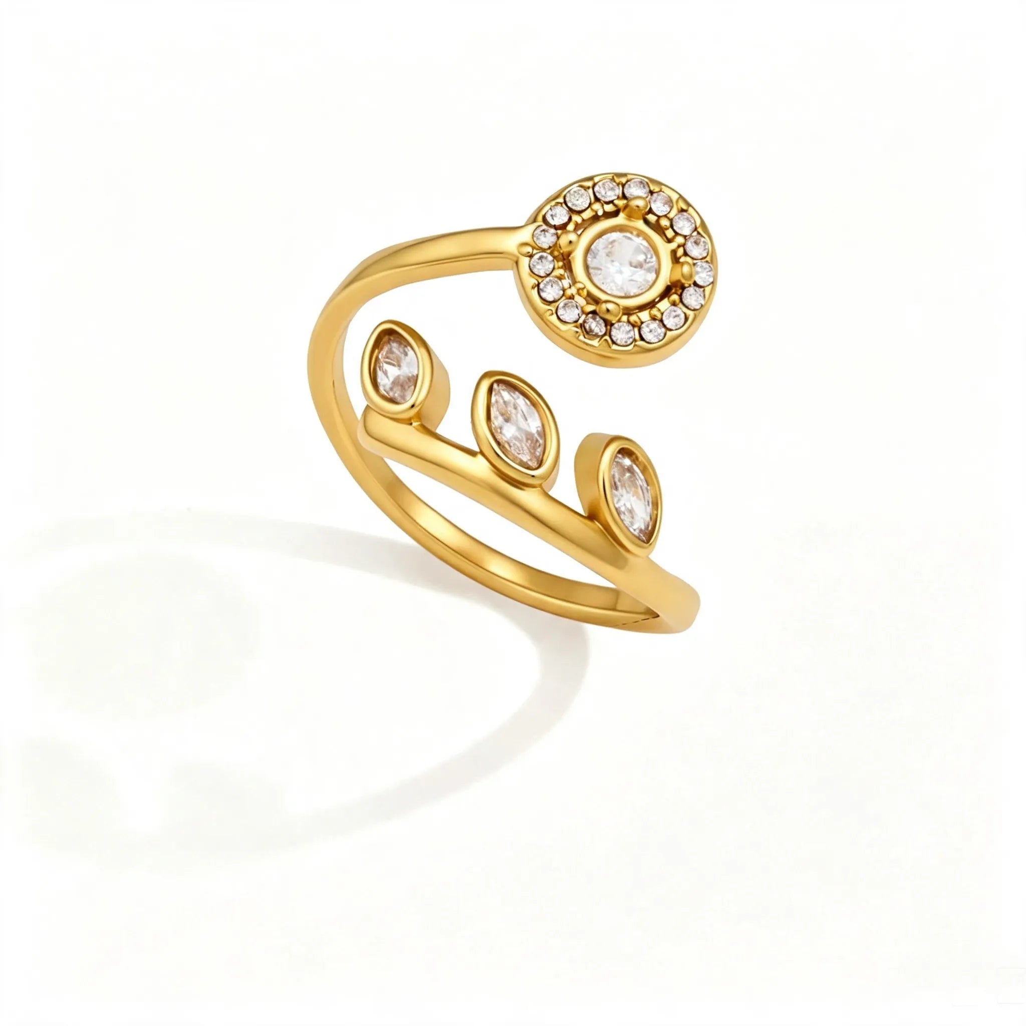 Celestial Leaf Wrap Ring – Waterproof Stainless Steel