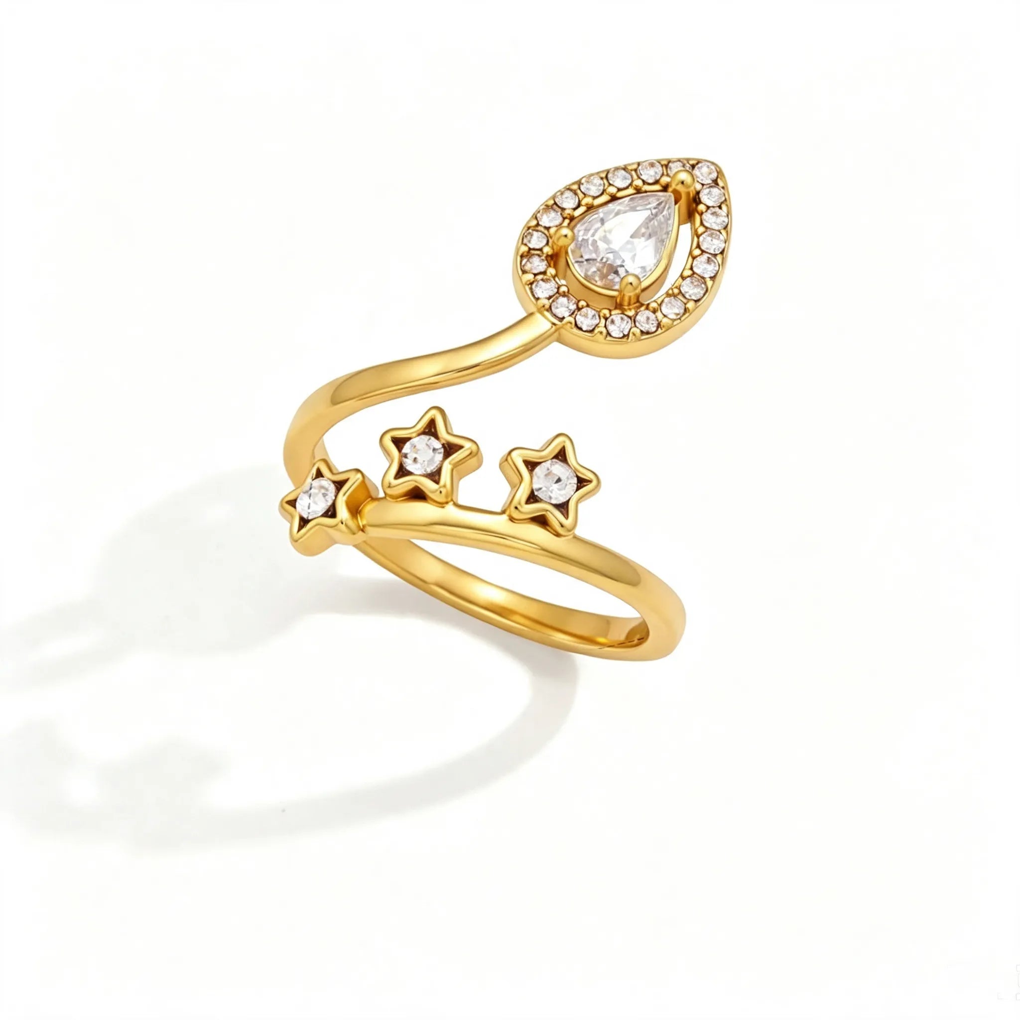 Celestial Leaf Wrap Ring – Waterproof Stainless Steel