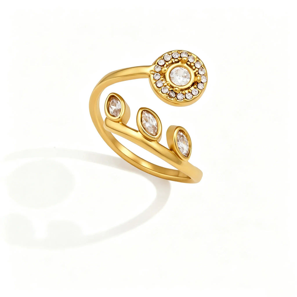 Celestial Leaf Wrap Ring | Waterproof 18K Gold