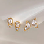 Bezel-Set CZ Statement Stud Earrings – Waterproof 18K Gold