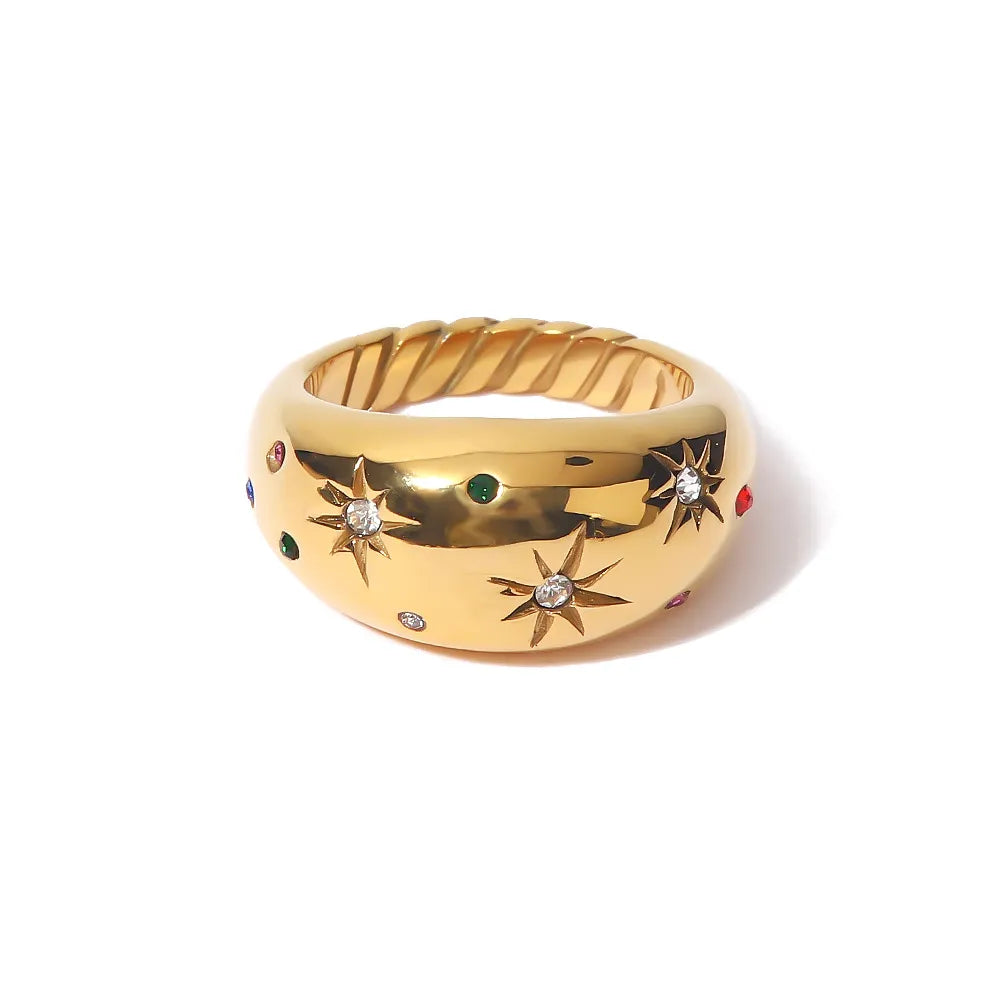 Waterproof Chunky Star Dome Ring