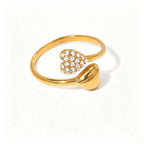 Pavé CZ Sculptural Open Ring Collection – Waterproof 18K Gold