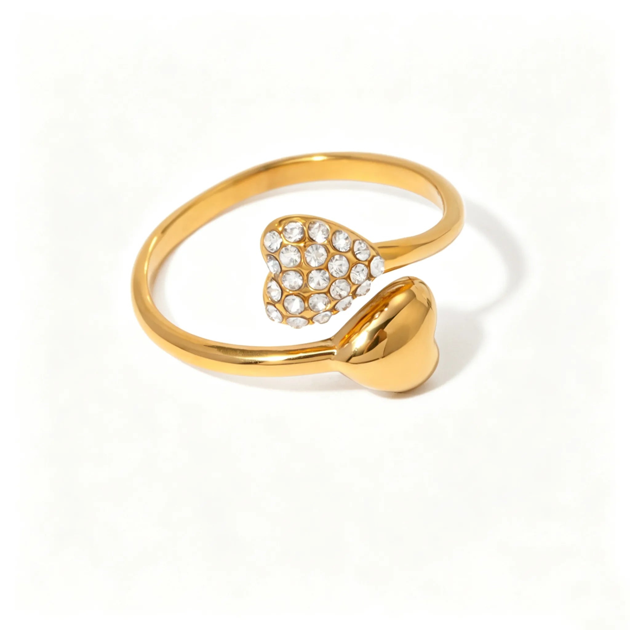 Pavé CZ Sculptural Open Ring Collection – Waterproof 18K Gold