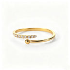 Pavé CZ Sculptural Open Ring Collection – Waterproof 18K Gold