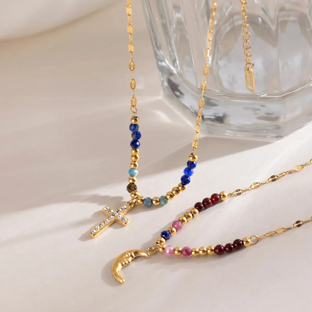 Waterproof Colorful Beaded Charm Necklace Collection