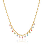 Colorful Zircon Drop Choker Necklace | Waterproof 18K Gold