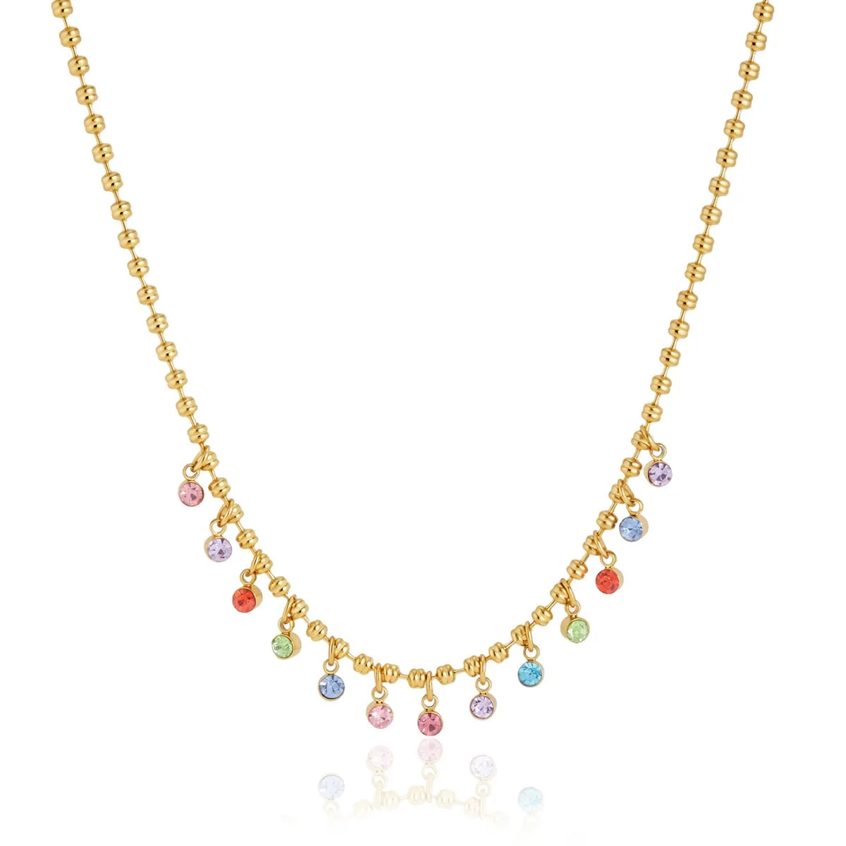 Colorful Zircon Drop Choker Necklace – Waterproof Steel