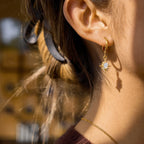 Opal Starburst Drop Huggie Earrings | Waterproof 18K Gold