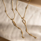 Zirconia Y-Lariat Necklace – Waterproof 18K Gold