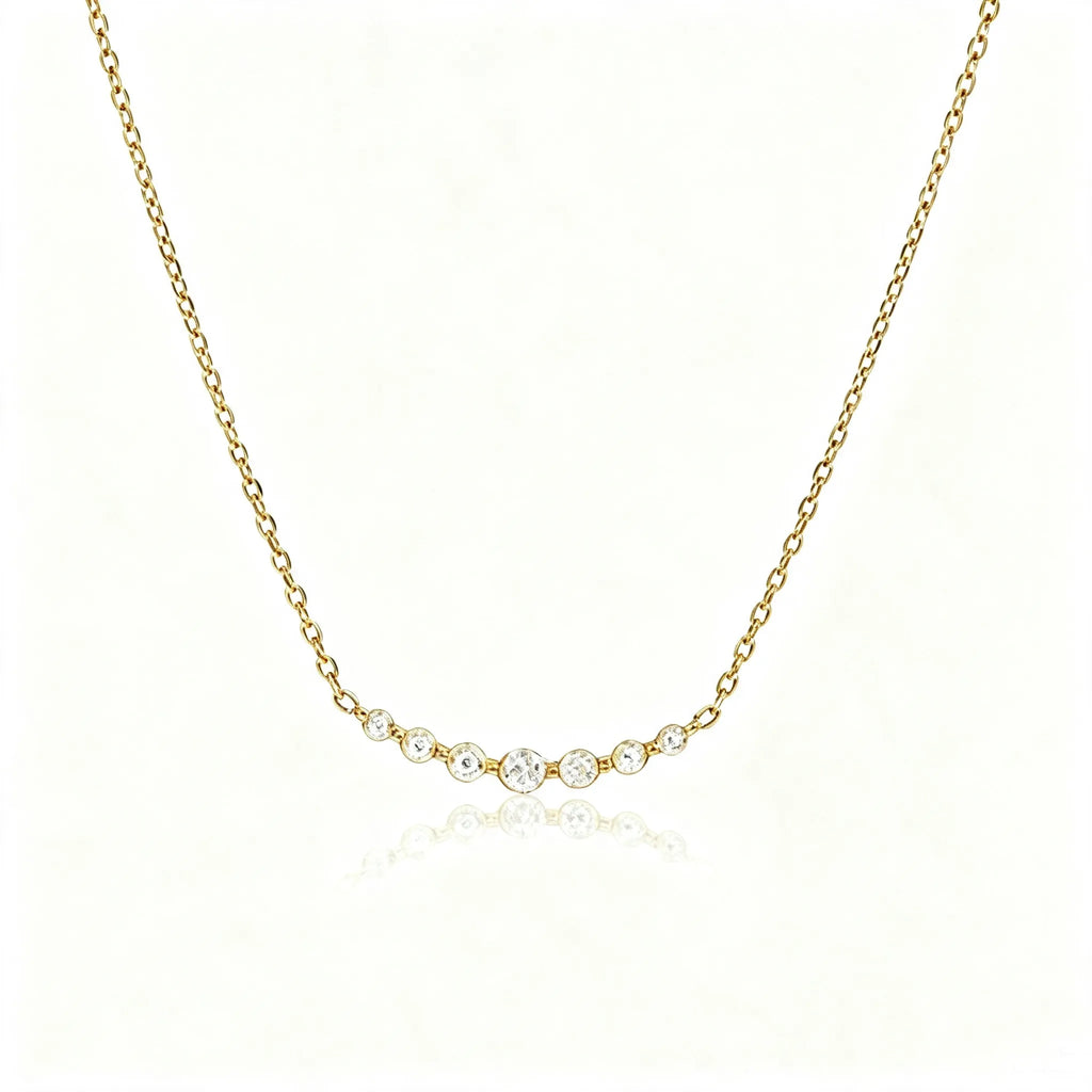Pave Vertical Bar Necklace & Huggie Set | Waterproof 18K Gold