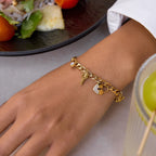 Waterproof Heart Padlock & Key Cuban Link Charm Bracelet