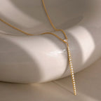 CZ Pave Y-Shaped Lariat Necklace | Waterproof 18K Gold