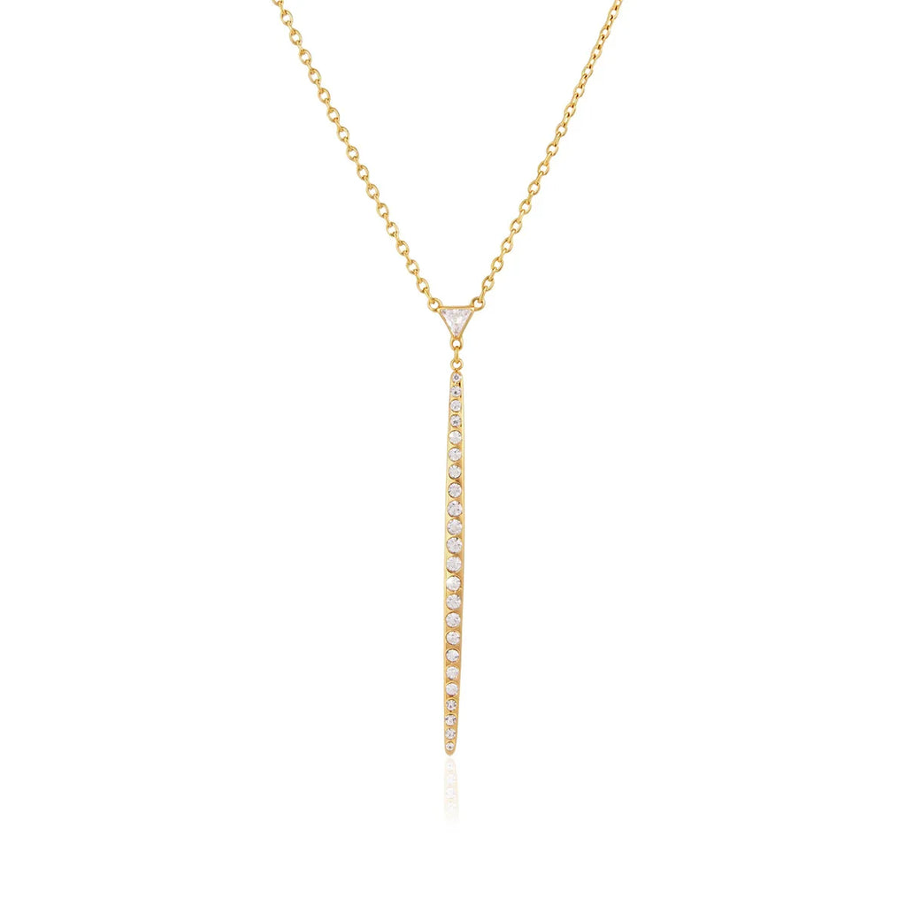 CZ Pave Y-Shaped Lariat Necklace | Waterproof 18K Gold
