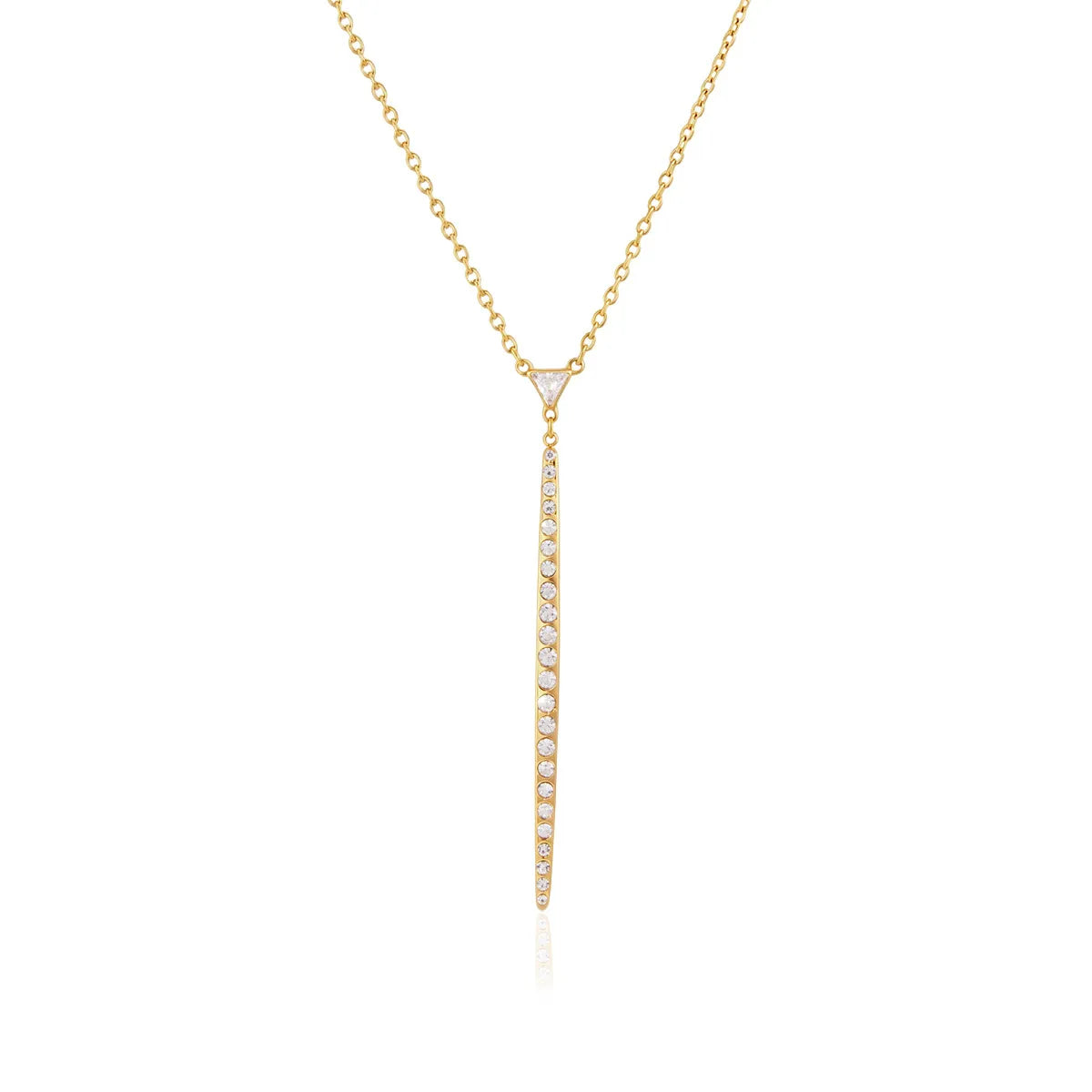 CZ Pave Y-Shaped Lariat Necklace – Waterproof Stainless Steel
