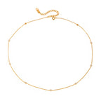Bezel Zirconia Station Necklace – Waterproof 18K Gold
