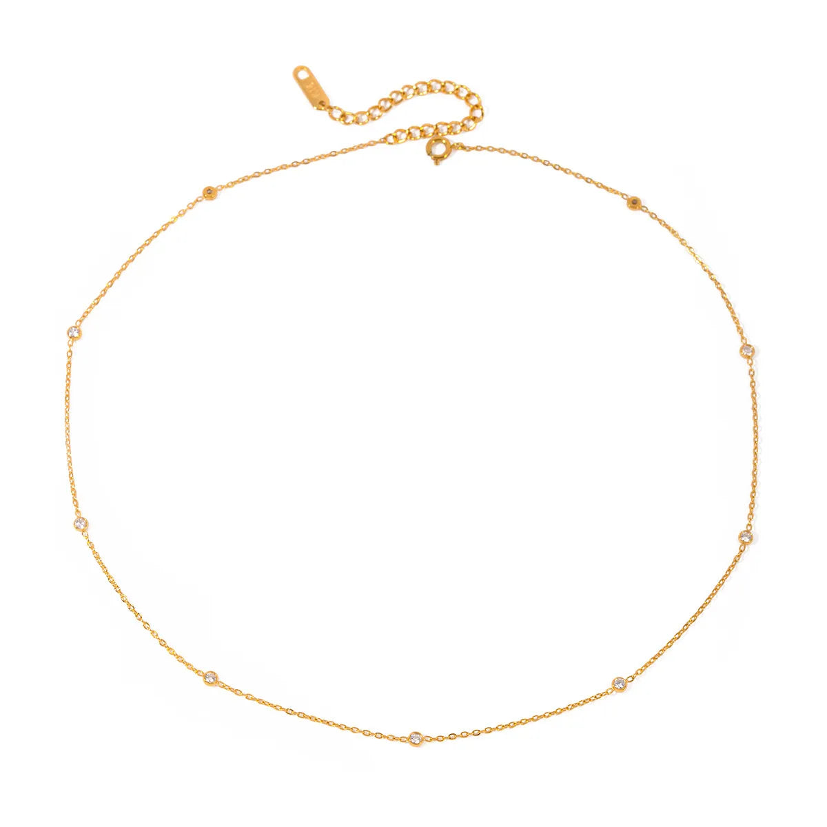 Bezel Zirconia Station Necklace – Waterproof 18K Gold