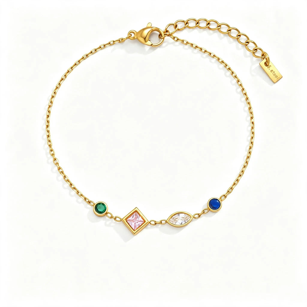 Colorful Crystal Bracelet | Waterproof 18K Gold