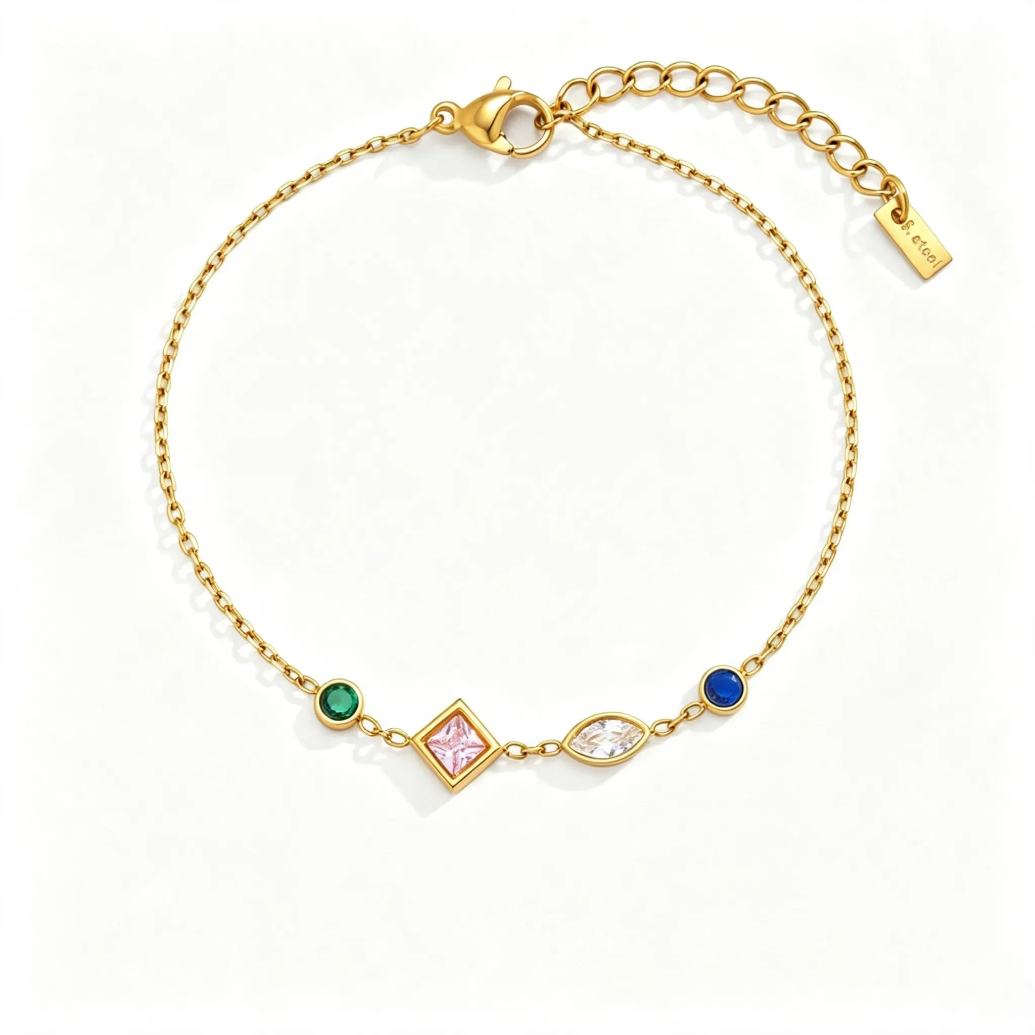 Colorful Crystal Bracelet – Waterproof Stainless Steel