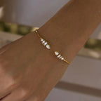 Zirconia Open Cuff Bracelet Collection – Waterproof 18K Gold