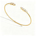 Zirconia Open Cuff Bracelet Collection – Waterproof 18K Gold
