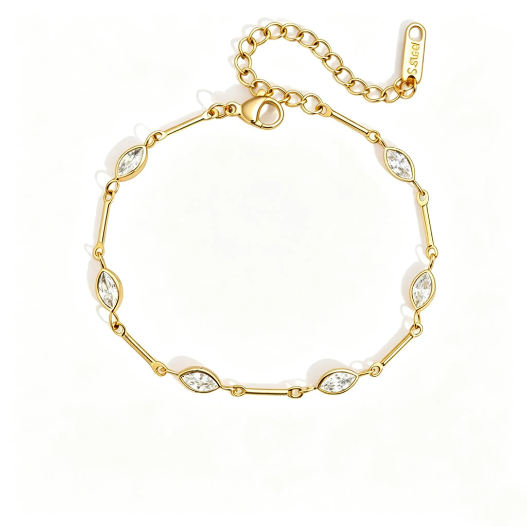Dainty Zirconia Chain Bracelet Collection – Waterproof 18K Gold