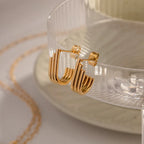 Triple Band J-Hoop Earrings – Waterproof Stainless Steel