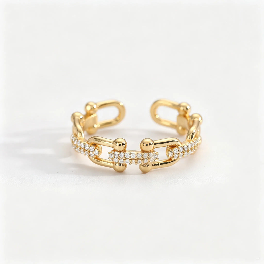 Waterproof Pave CZ Eternity Ring | Gold Oval-Cut Adjustable Band