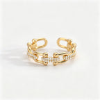 Waterproof Pave CZ Eternity Ring | Gold Oval-Cut Adjustable Band