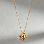 MOM Heart Charm Necklace | Waterproof 18K Gold