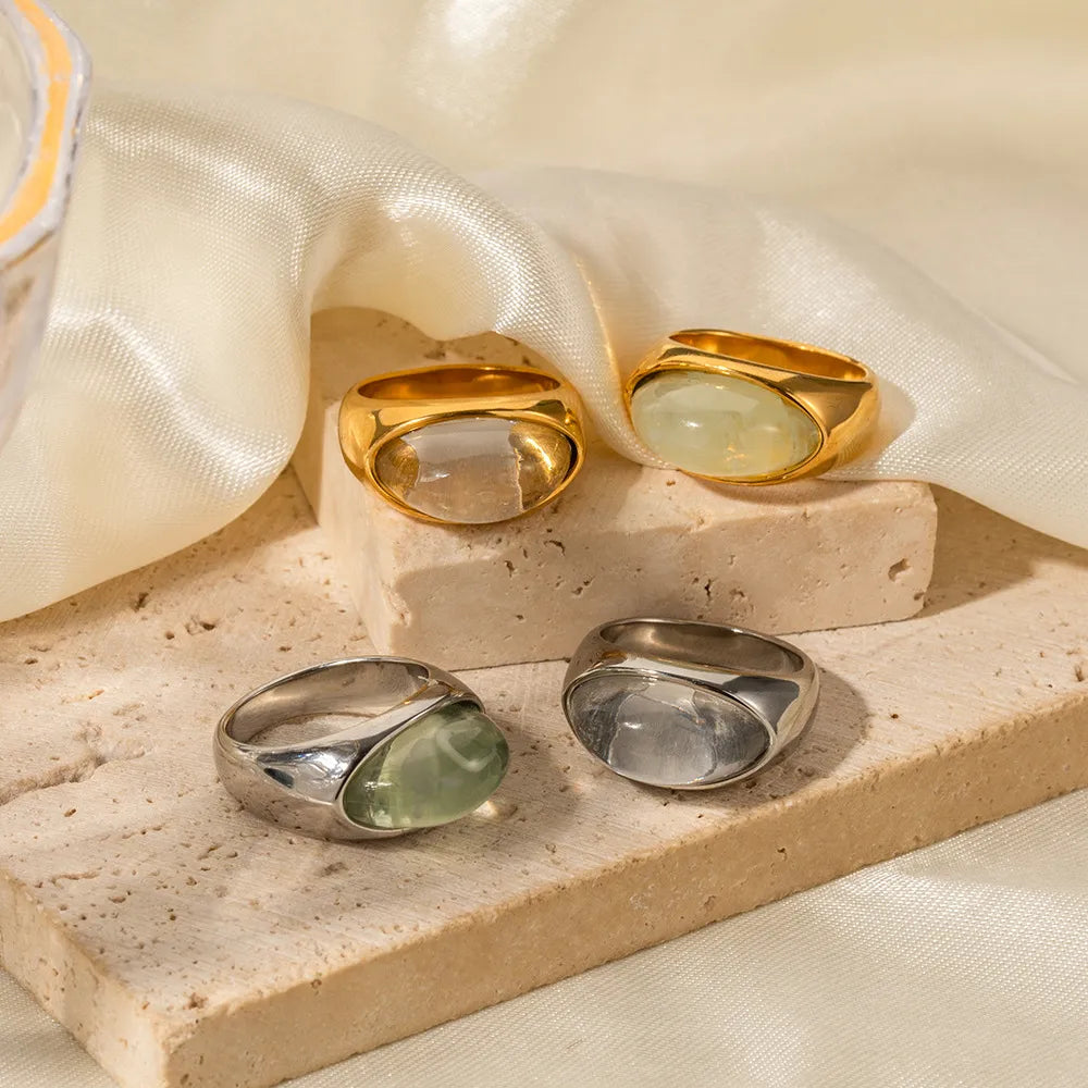 Colorful Resin Statement Band Ring – Waterproof 18K Gold