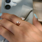 Butterfly & Floral CZ Open Ring Collection – Waterproof 18K Gold