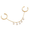 Double Finger Chain Ring with Waterdrop | Waterproof 18K Gold