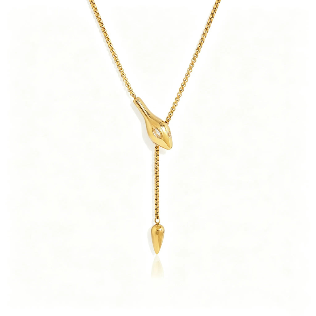 Snake Lariat Y-Necklace – Waterproof 18K Gold