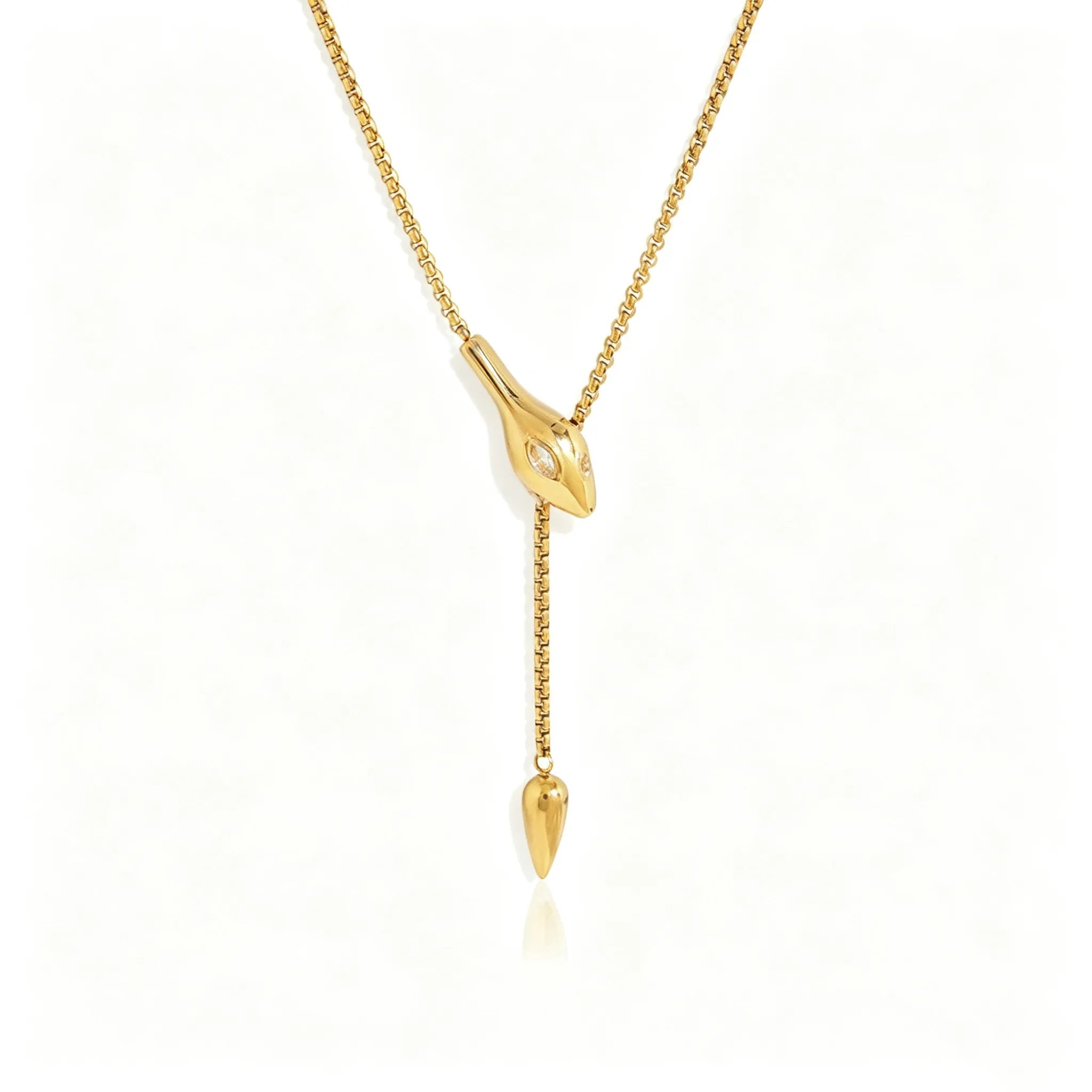 Snake Lariat Y-Necklace – Waterproof 18K Gold