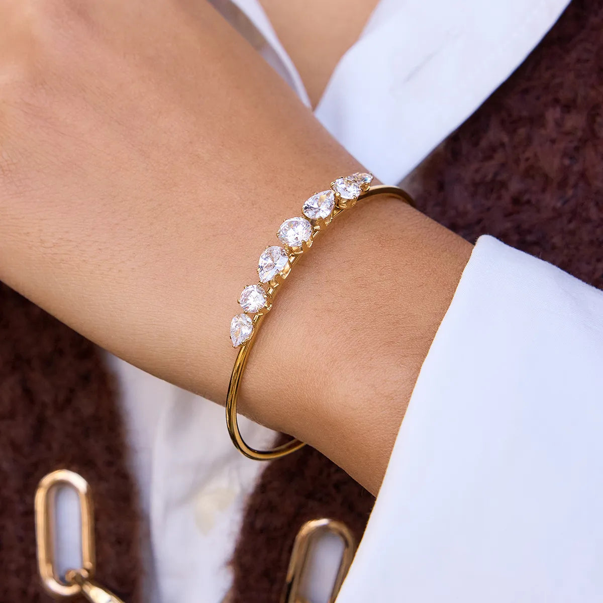 Waterproof CZ Crystal Cuff Bracelet