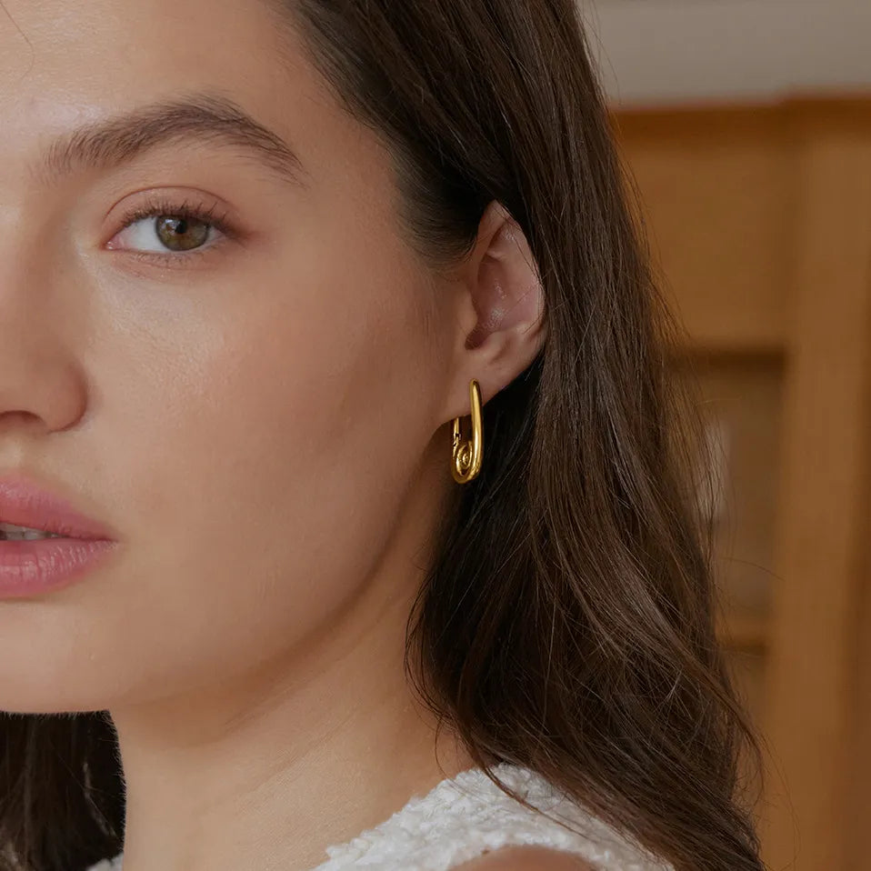 Spiral Sculptural Hoop Earrings – Waterproof 18K Gold