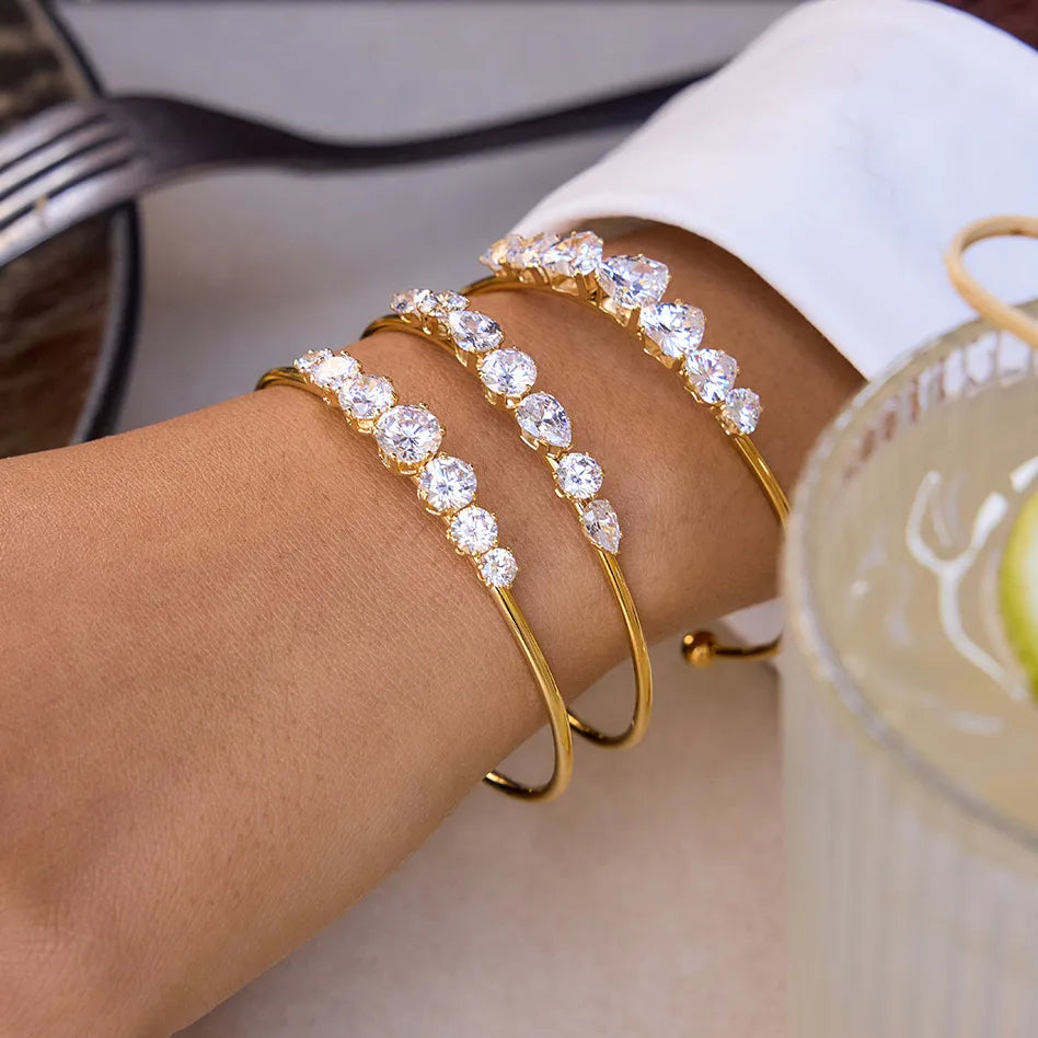 Waterproof CZ Crystal Cuff Bracelet