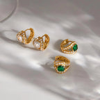 Heart Halo CZ Huggie Earrings – Waterproof 18K Gold