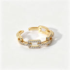 Waterproof Pave CZ Eternity Ring | Gold Oval-Cut Adjustable Band
