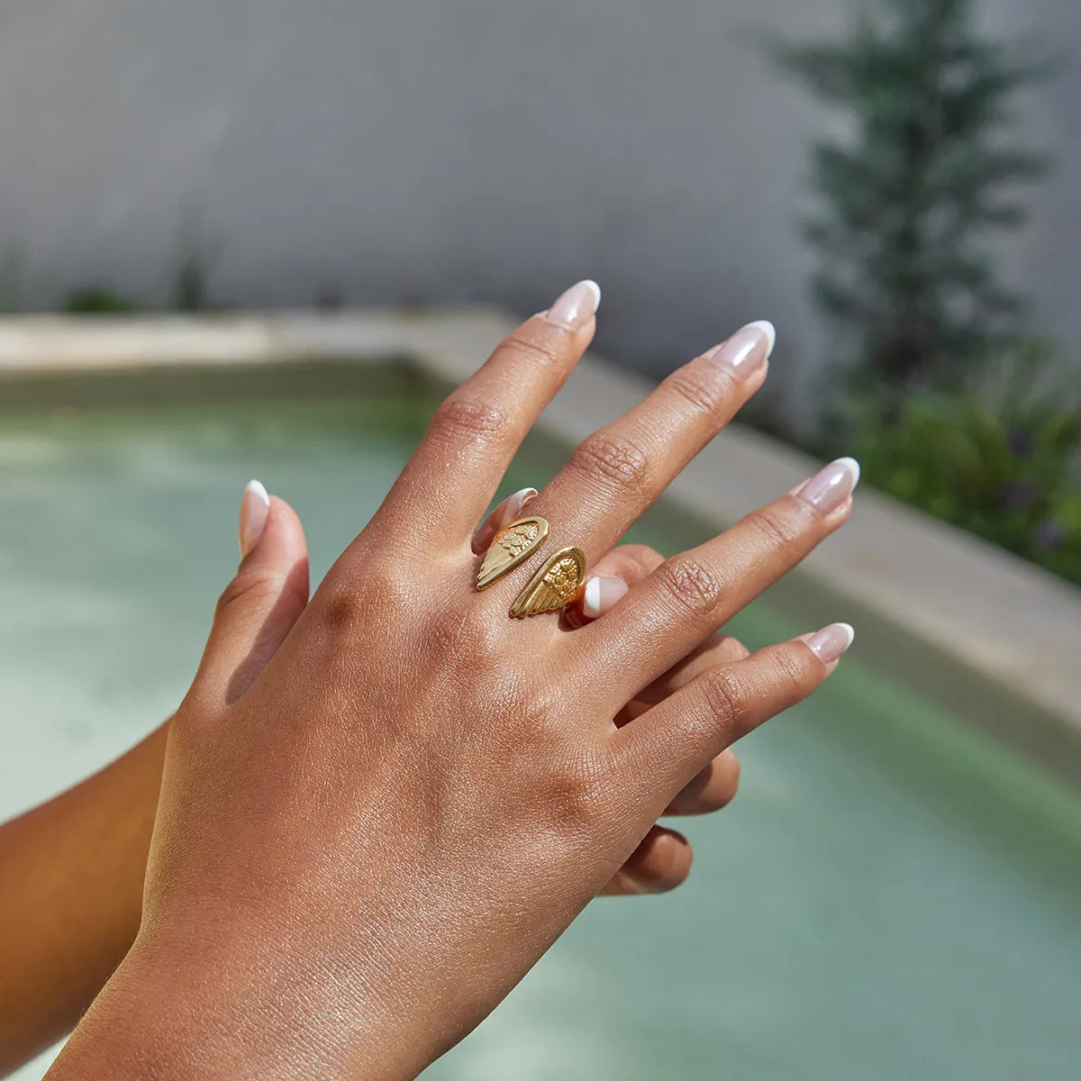 Angel Wings Open Ring – Waterproof 18K Gold
