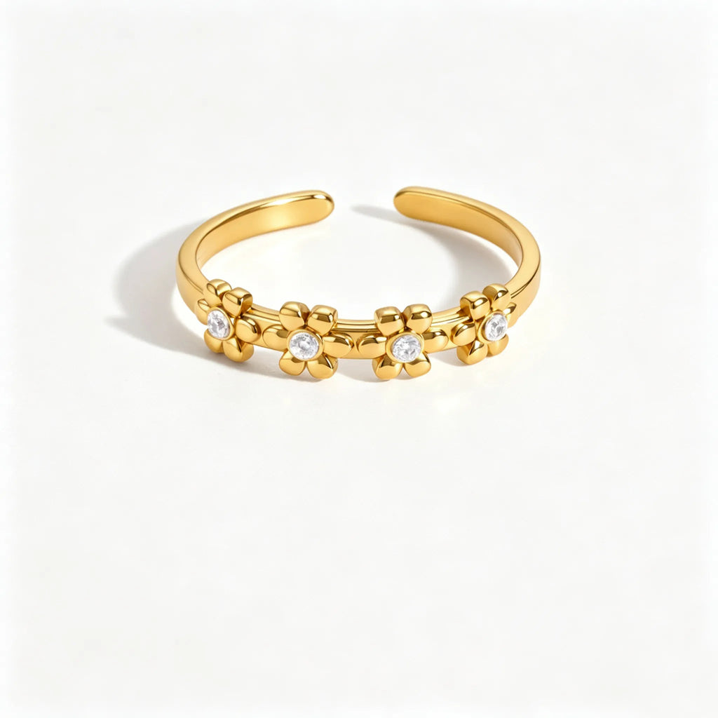 Vintage CZ Dainty Open Ring Collection – Waterproof 18K Gold | 7 Styles