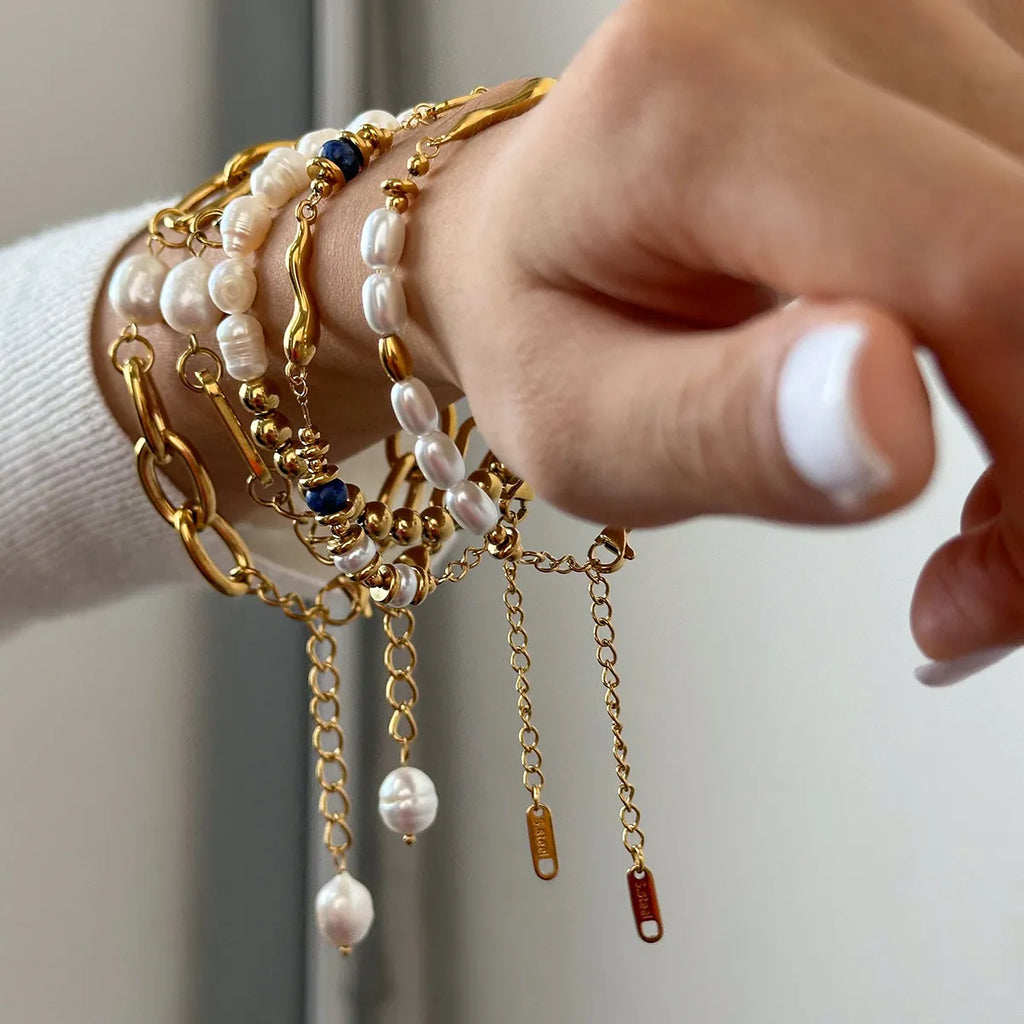 Waterproof Stacking Beaded Pearl Bracelet