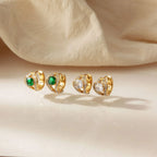 Heart Halo CZ Huggie Earrings – Waterproof 18K Gold